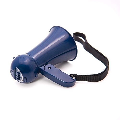 BEMLDY Mini Portable Megaphone Bullhorn with Siren, Adjustable Volume. Handheld Mic,Ideal for Fans Cheering of Football, Soccer, Baseball, Hockey, Basketball (Blue)