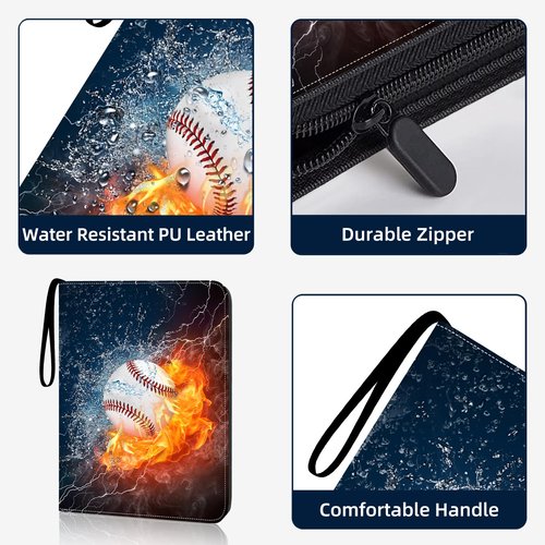 HESPLUS 9-Pocket Baseball Card Binder - Holds 900 Cards with 50 Removable Sleeves | Sports & Trading Card Album for Collectibles