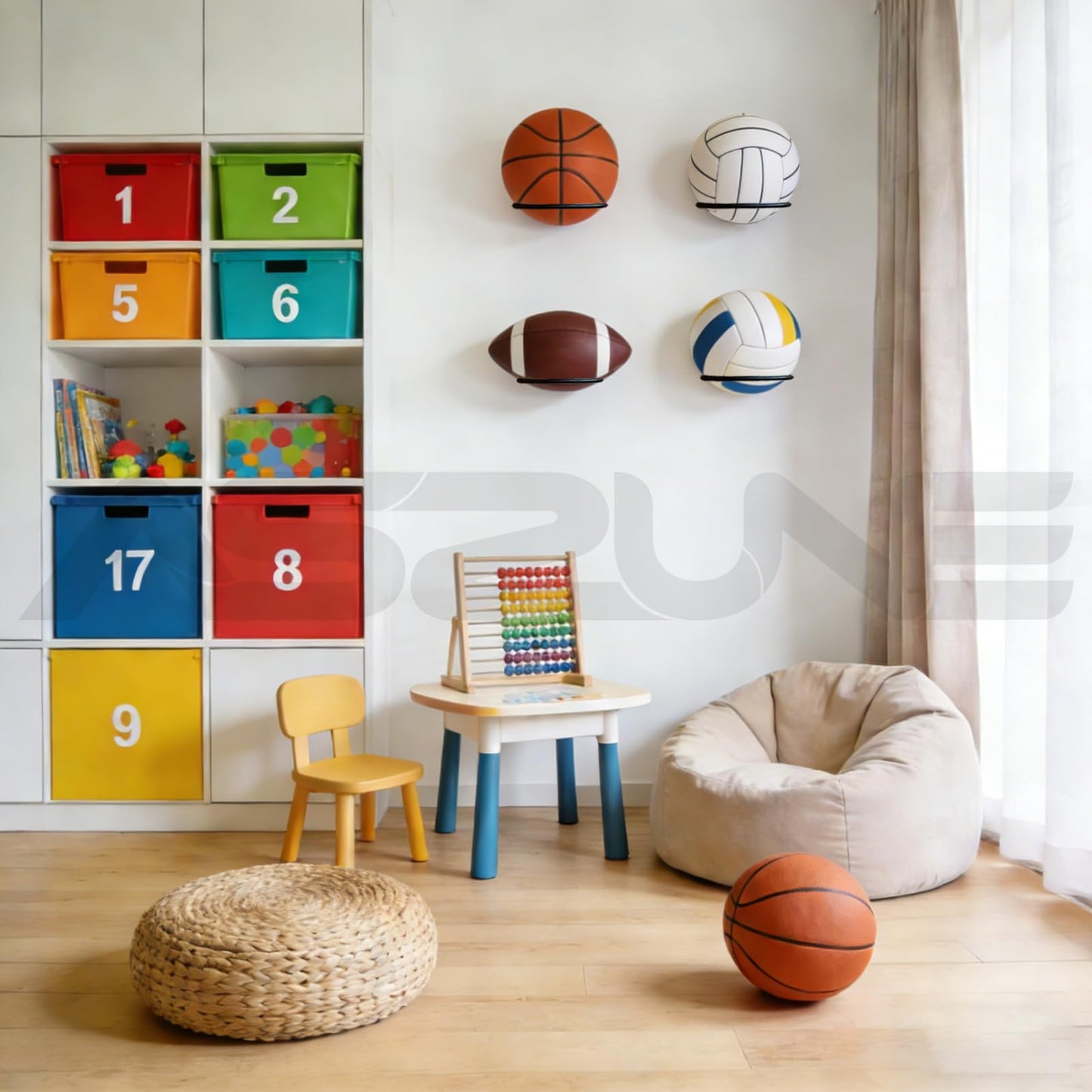 ASZUNE 36Pack Basketball Holder Ball Holder Wall Mount Storage Display Universal Ball Rack Metal Black Rack Holder Space Saver for Basketball Football Volleyball Soccer