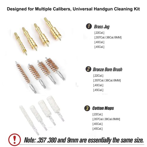BESWON Gun Cleaning Kit Universal Handgun Rifle Cleaning Kit for .22 .357/.38 .40 .45 Caliber 9mm Pistol Cleaning Kit Brass Brush Tools with Portable Carrying Case
