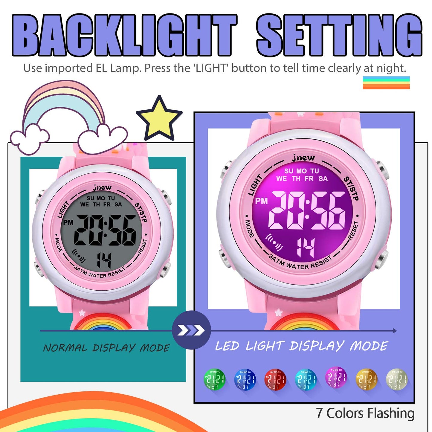 VAPCUFF Gifts for Girls, Watches for Kids Ages 3-10 - Unicorn Pink