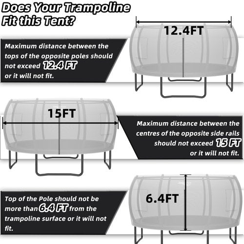 Gardenature 14FT Trampoline Tent(Tent Only), Fit for 8 Curved Poles Round Trampolines, Shade Cover with LED Light, Outdoor Trampolien Accessories, Anti-Tear, Beige