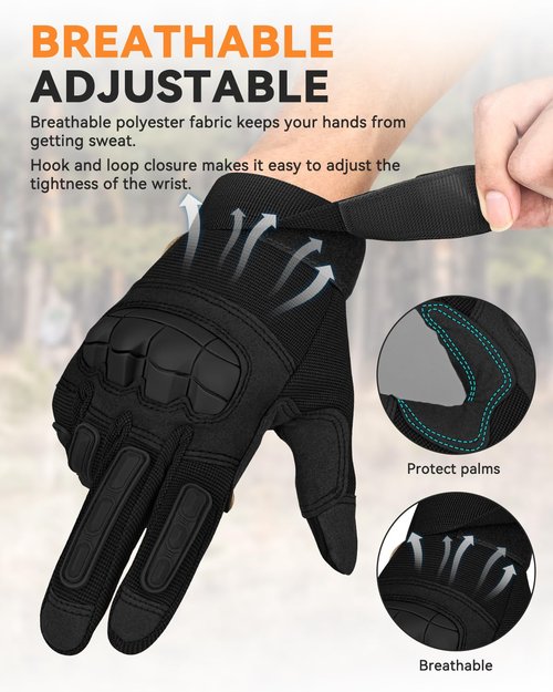 KUMGIM Tactical Gloves for Men Women, Motorcycle Gloves Touchscreen Airsoft Hunting Shooting Glove Black Tan for Outdoor Paintball Work Motorcycle Climbing Survival Training