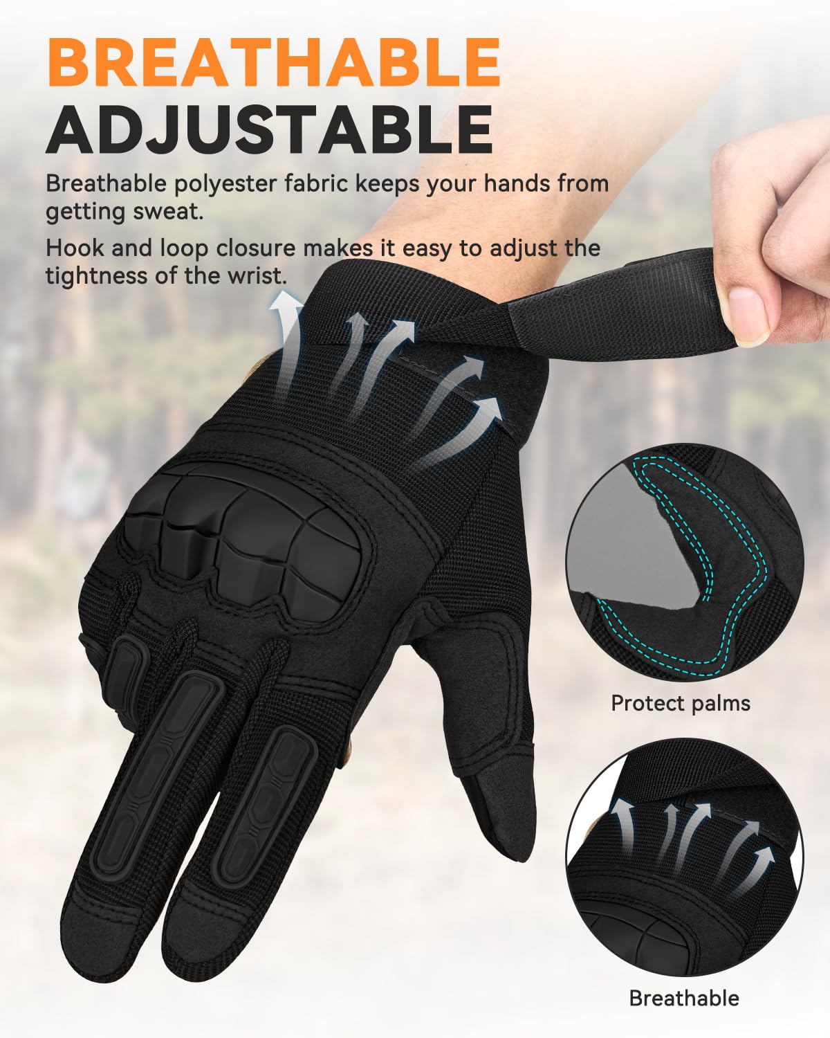 KUMGIM Tactical Gloves for Men Women, Motorcycle Gloves Touchscreen Airsoft Hunting Shooting Gloves Black Tan for Outdoor Paintball Work Motorcycle Climbing Survival Training