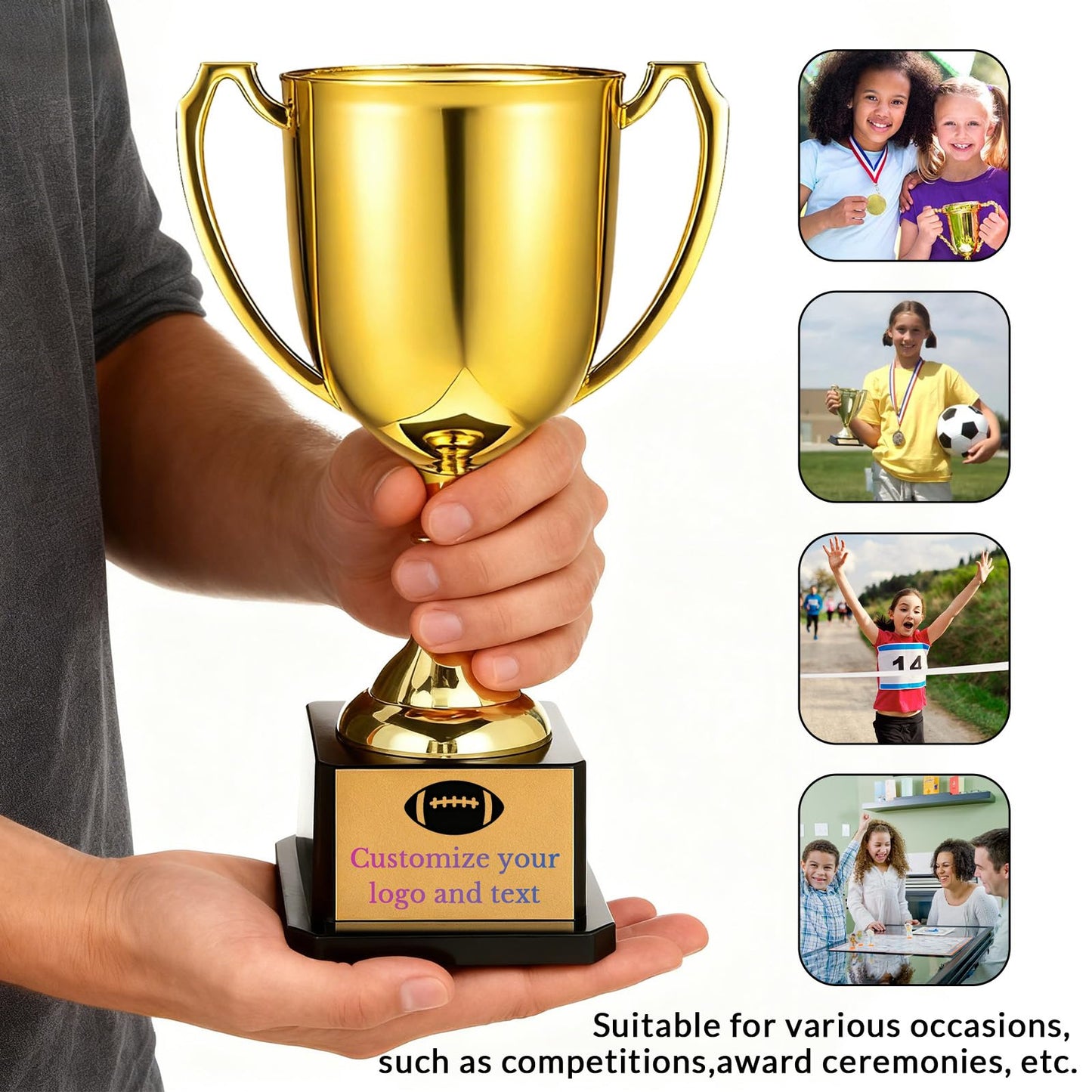 Overket Customizable Trophy - 7.5" Gold ABS Plastic, Personalized Trophy, Perfect for Sporting Events, Family Events, and Office Contests | Beautiful and Durable Display Gift