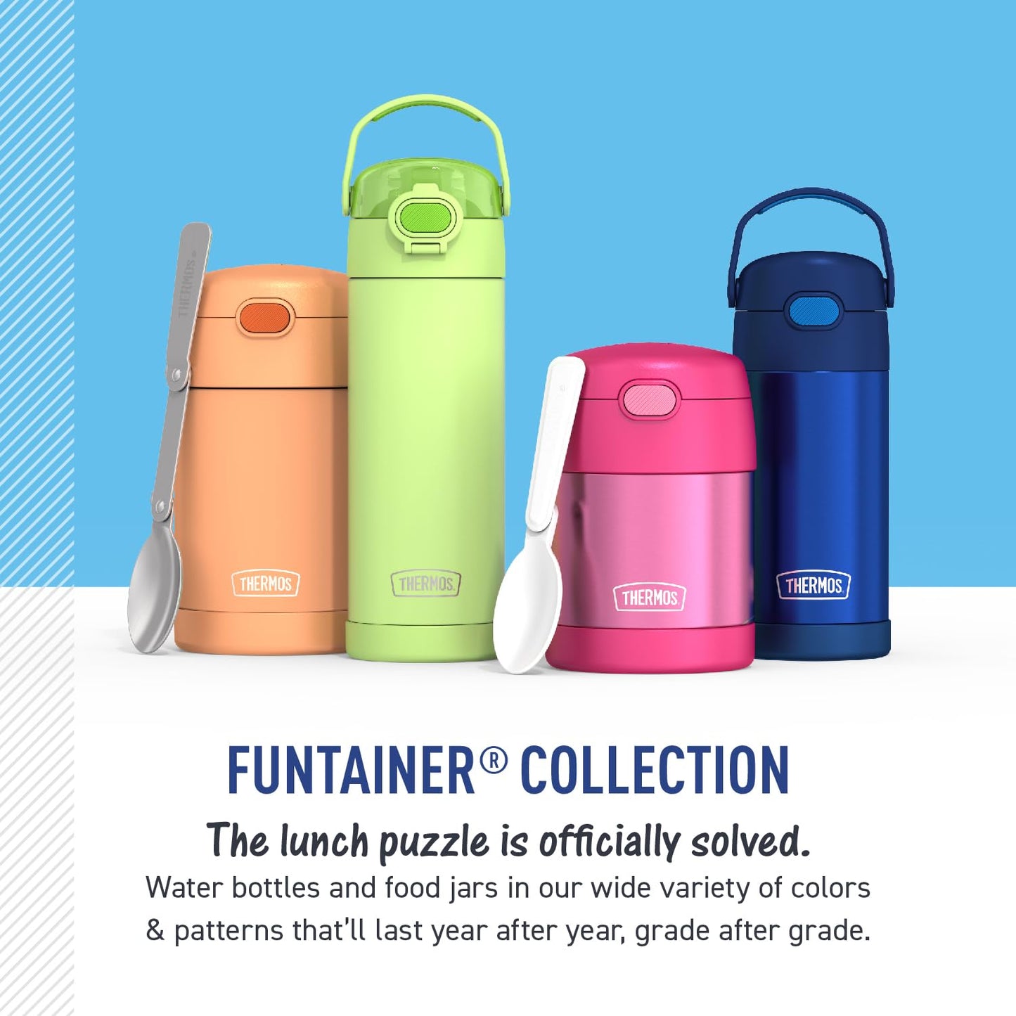THERMOS FUNTAINER 16 Ounce Stainless Steel Vacuum Insulated Bottle with Wide Spout Lid,MINECRAFT,(Pack of 6)