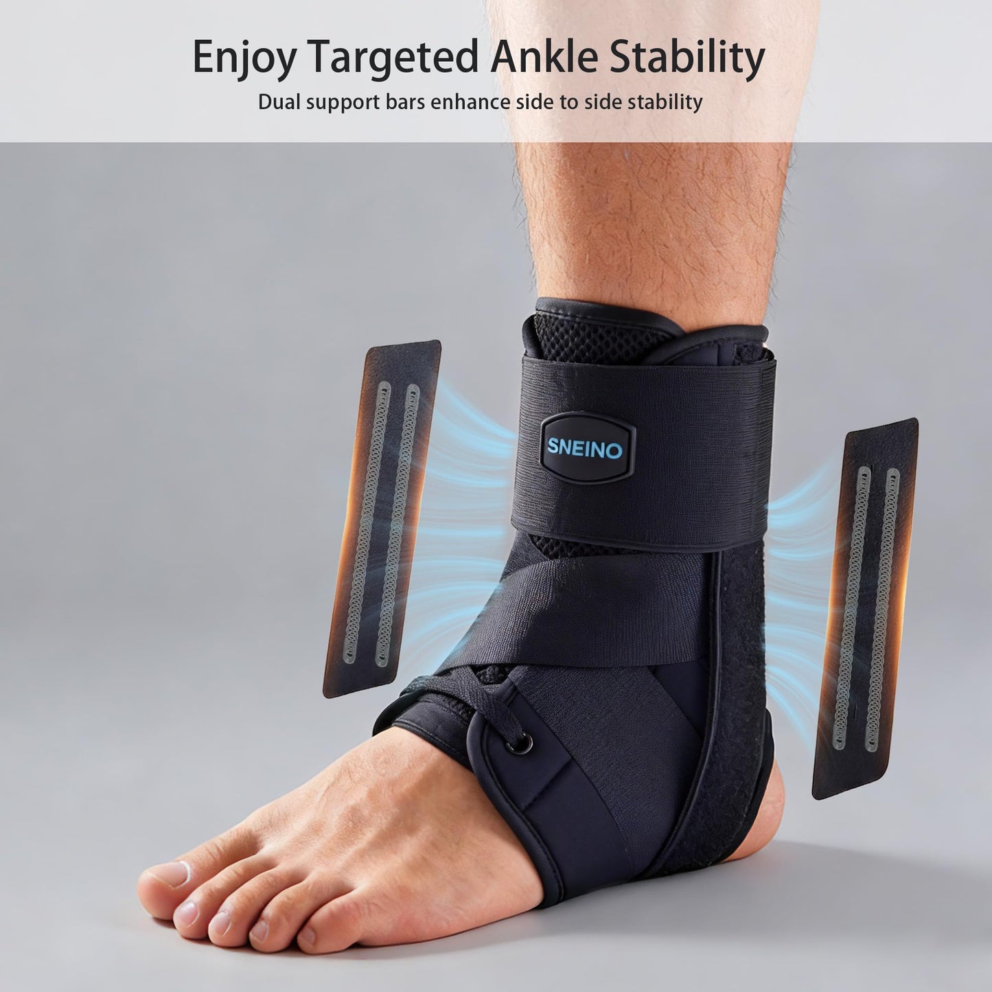 SNEINO Ankle Brace Lace Up for Women & Men Side Stabilizers for Sprains, L
