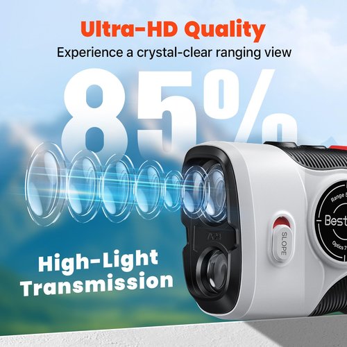 Bestsee Golf Laser Rangefinder with Slope, 1500Y Range Finder, 0.3s Flagpole Locking Vibration, 7X Magnification, Magnet Stripe, 85% Transmission Lens for Golfing/Hunting, Golf Accessories for Men