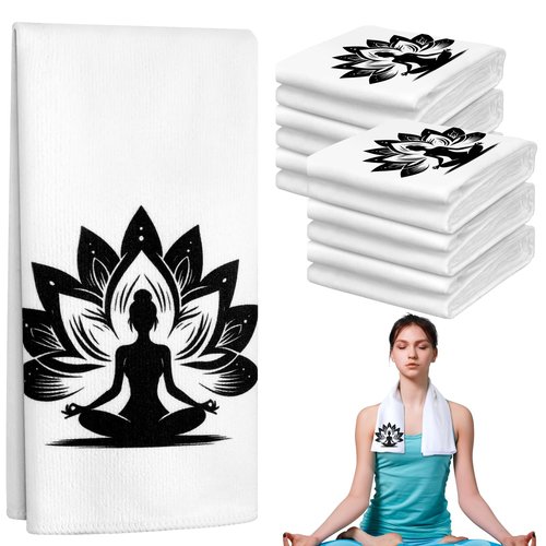 Peryiter 6 Pack Lotus Flower Meditation Yoga Hand Towels 16x26'' Microfiber Sweat Yoga Hot Towel Quick Drying Pilates Accessories Gifts for Women Gym Supplies Funny Yoga Gift for Women and Men