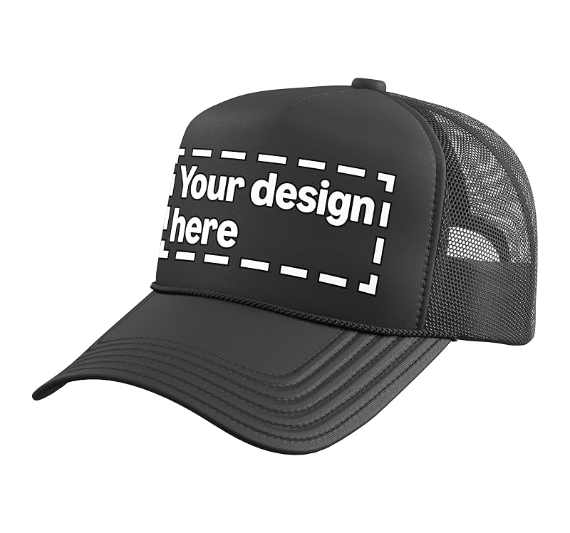 Custom Trucker Hat with Adjustable Mesh Back - Black, One Size
