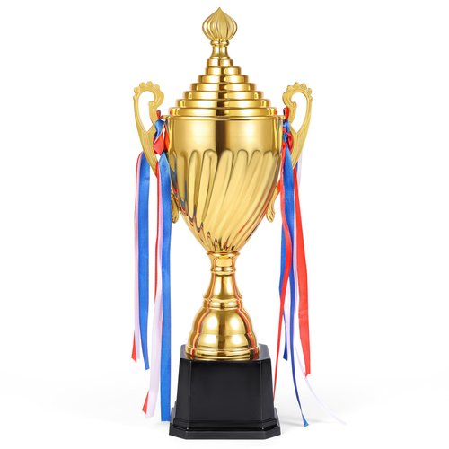 Caydo 16.3Inch Gold Award Trophy Large Winner Trophy Cup with Golden Pen for Kids and Adults for Sports, Competitions, Tournaments