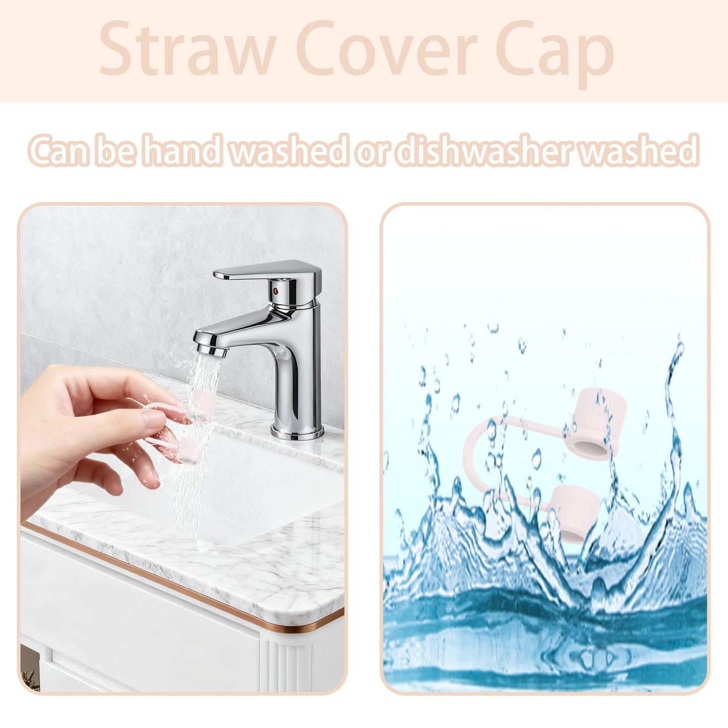 DEWJDFSC 6PCS Silicone Straw Cover Cap Compatible with Stanley 30&40 Oz Tumbler Accessories Simple Straw Toppers Reusable Caps for Stanley Cup 10mm 0.4in Straws (Pink-White)