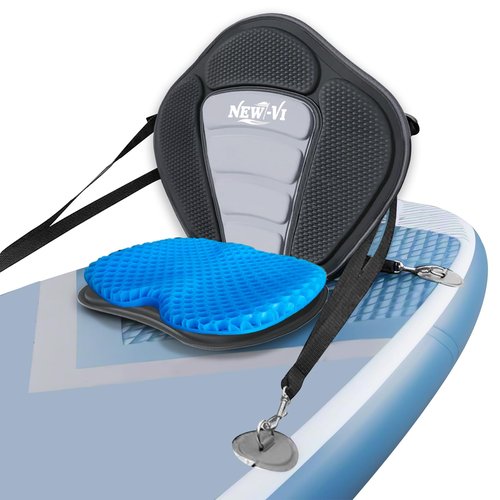 NEW-Vi Deluxe Kayak Seat with Gel Cushion & Storage Bag - Padded Ergonomic Backrest for Kayak, Canoe, SUP, Fishing Boat - Anti-Slip & Waterproof
