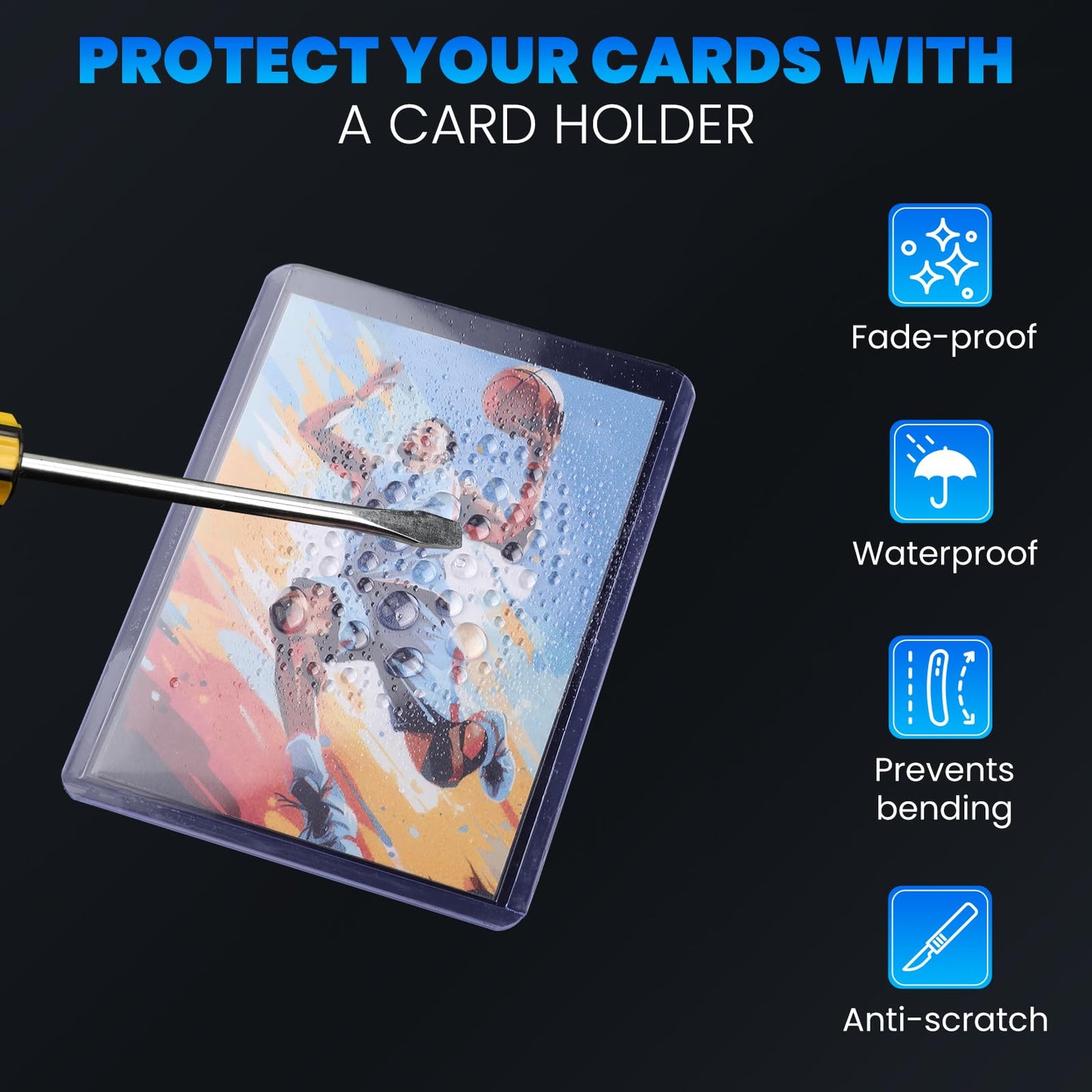 150 Card Sleeves Top Loaders for Cards, 3" x 4" Hard Plastic Toploaders, Baseball Card Protectors, Trading Card Holder for Football Sports Cards (50 Toploaders + 100 Penny Sleeves)
