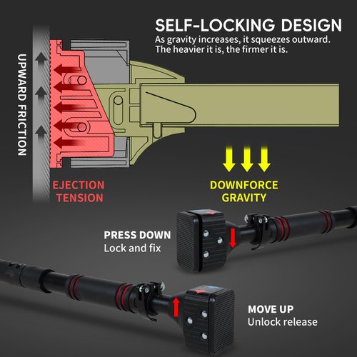 leikefitness Pull-Up Bar For Door Frame Chin Up Bar Upper Body Workout - Indoor Portable Training Pull-Up Bars - Adjustable 27.5"- 39" Width Locking Mechanism