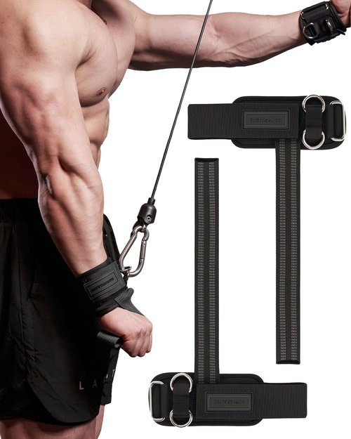 MANUEKLEAR Non-Slip Wrist Straps for Weightlifting Deadlifting, Gym Lifting Straps with D Rings for Cable Machine Workout, 10mm Neoprene Padded Weight lifting Wrist Wraps for Men Women (Black)