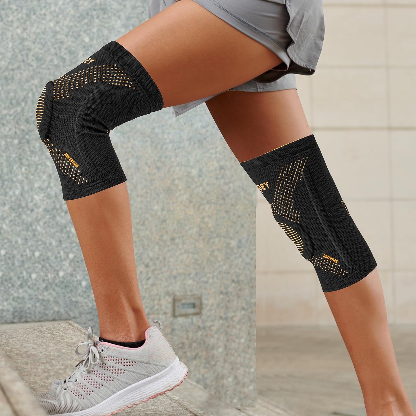 JIUFENTIAN Copper Knee Braces for Arthritis Pain (2 pack)- Professional Knee Suppot with Side Stabilizers - Breathable Compression Sleeves for Pain Relief & Stability (Arthritis, Gym, Work)-(Small)
