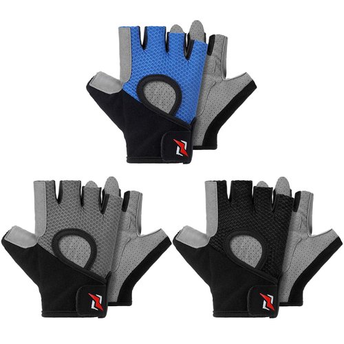 Fourluoo 3 Pack Breathable Workout Gloves Weight Lifting Gloves for Men and Women Full Palm Protection, Grip for Gym, Cycling, Exercise, Pull-ups, Climbing, Rowing, and Fitness Training(Dark Style)