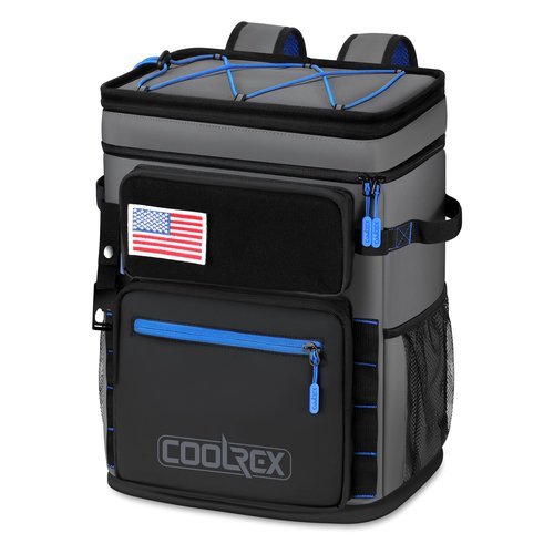 COOLREX COOLREX Large Backpack Cooler Black 36 Can Cooler Backpack with 2 Insulated Compartments Leak Proof Waterproof Travel Backpack, Camping Beach Picnic Lunch Thermal Bag for Women and Men