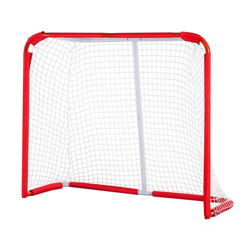 VEVOR Youth Street Hockey Net, Indoor Outdoor Steel Hockey Goal, Portable Lightweight Youth Street + Roller for Kids, Junior Hockey Training Goal Set with Net, Easy Assemble, 54" x 44", White/Red