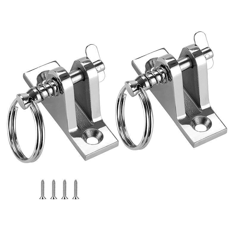 316 Stainless Steel Bimini Top Deck Hinge with Quick Release Pin – 90° Deck Hinge, Includes Screws