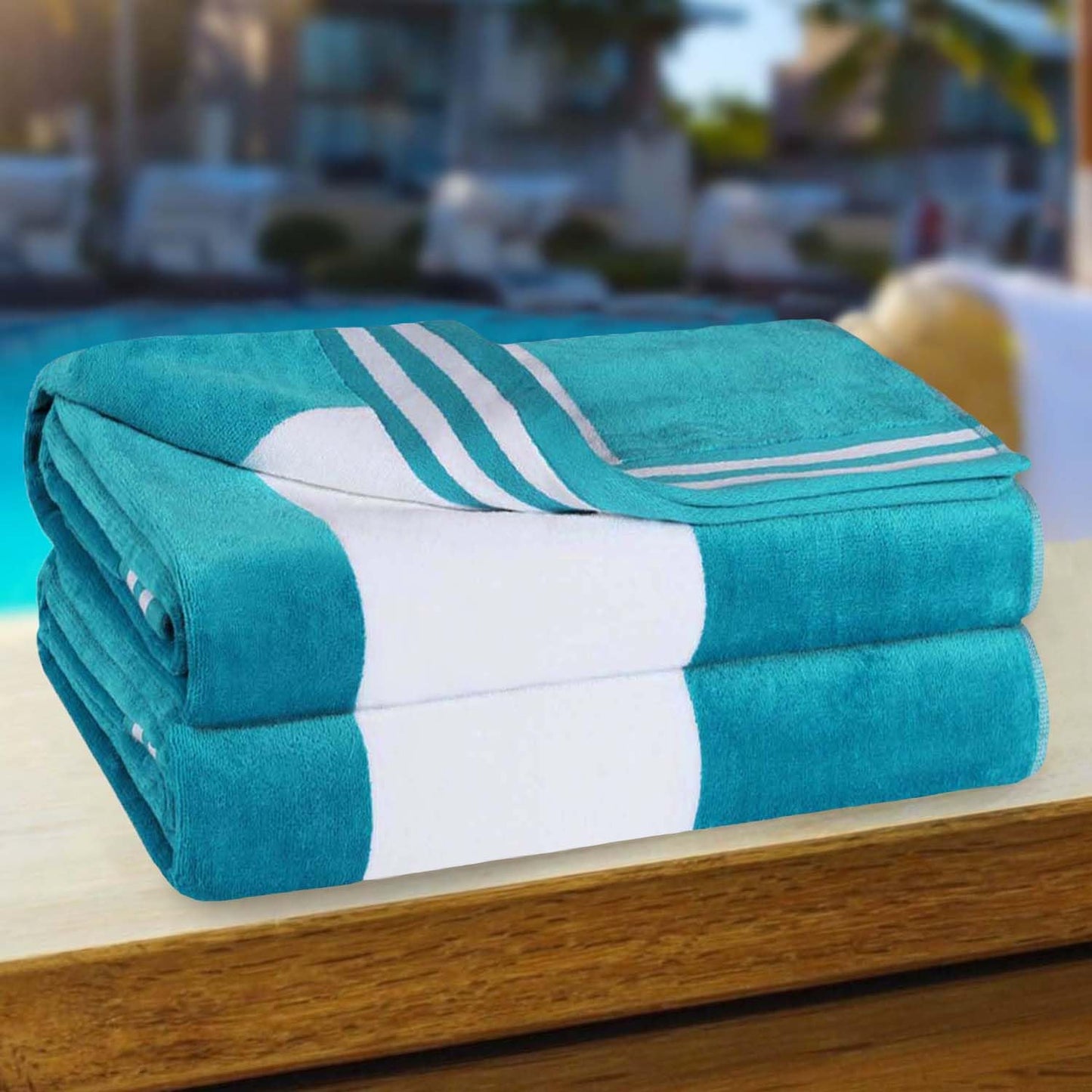 Superior Oversized Beach Towel, Turquoise (Set of 2)