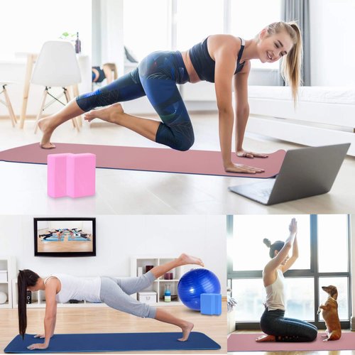 Yoga Beginners Kit Yoga Blocks 2 Pack Yoga Strap Yoga Ball Yoga Mat with Carrying Strap Net Bag Sports Cooling Towel,Yoga Mat Kits and Sets for Beginners 11-Piece Yoga Starter Kit for Women(Pink)