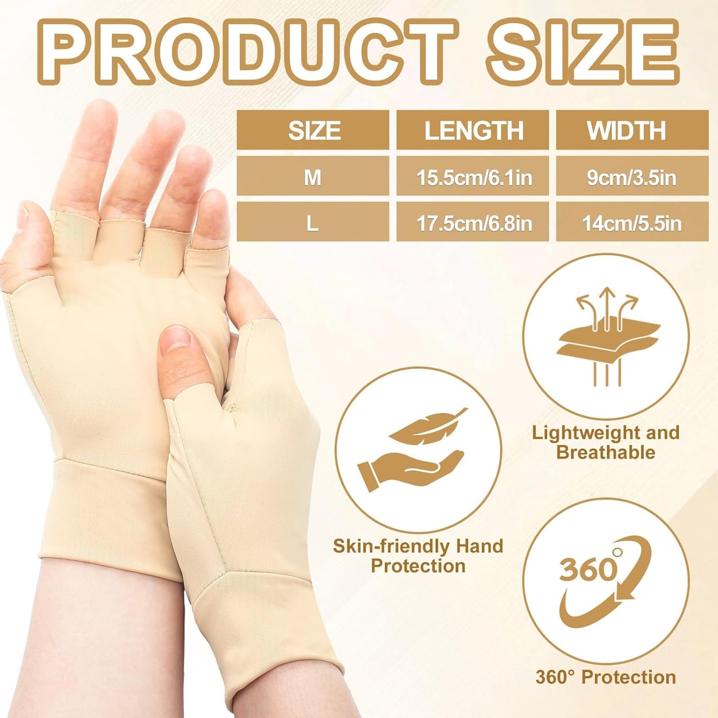 3 Pairs Elderly Skin Thin Protector Gloves Tone Fingerless Gloves Bruise Abrasion Protective to Cover Bruising
