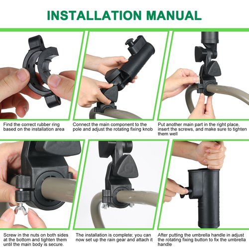CALEPTONG Golf Push Cart Umbrella Holder 180 Degrees Adjustable Golf Trolley Umbrella Holder, Universal Umbrella Stand Attachment for Golf Cart/Stroller/Wheelchair/Bike