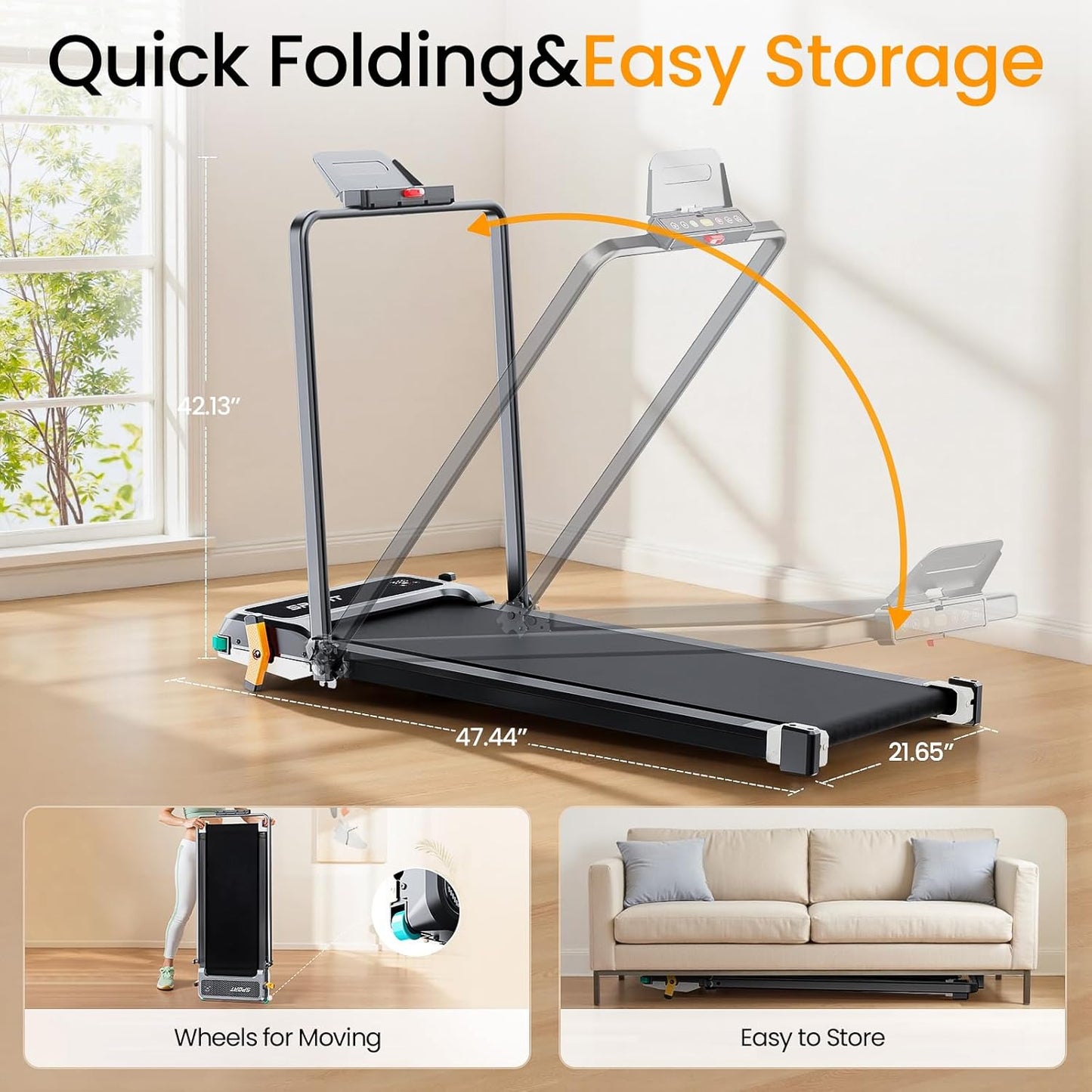 2 Side Walking Pad Treadmill with Incline Massage Function, 2 in 1 Under Desk Treadmills Walking Pad and Foot Massager for Home/Office, Portable Treadmill with Remote Control LED Display