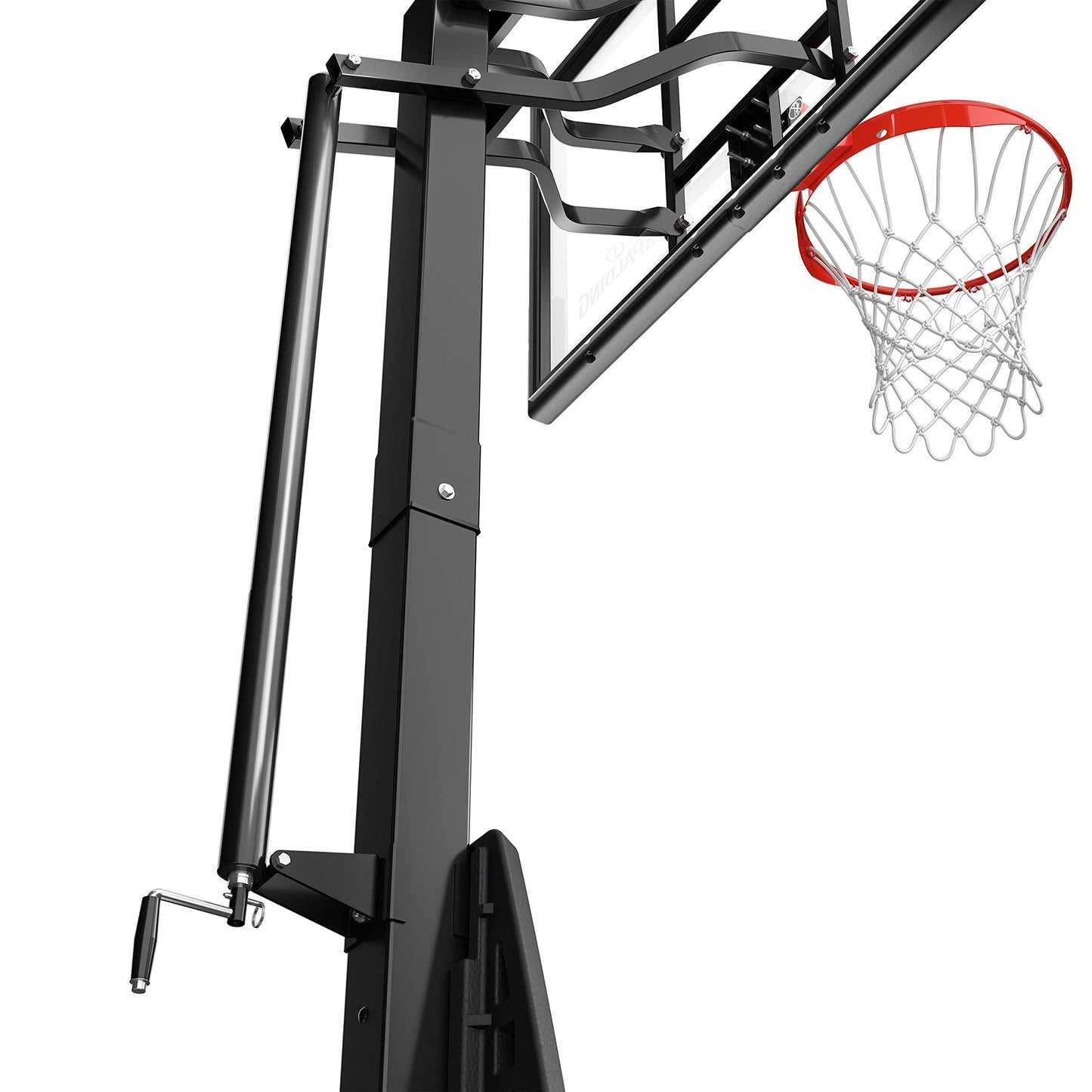 Spalding The Ultimate Hybrid, 54" Glass, Alum Trim, 3 Piece 4" Pole, Screw Jack Lift, Arena Slam Rim, Board Pad- Hybrid