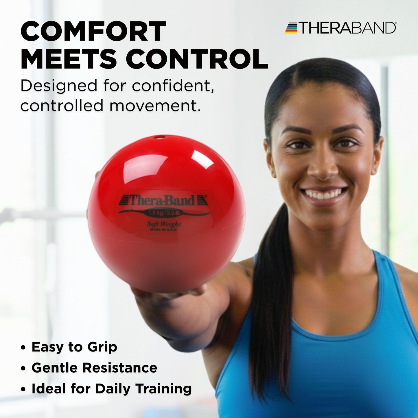 THERABAND Soft Weight 3.3 Lb, 4.5" Ball-Shaped Isotonic Exercise Balls for Physical Therapy, Weighted Ball Set for Pilates, Shoulder Strength & Rehab, Color-Coded, Portable & Easy to Grip