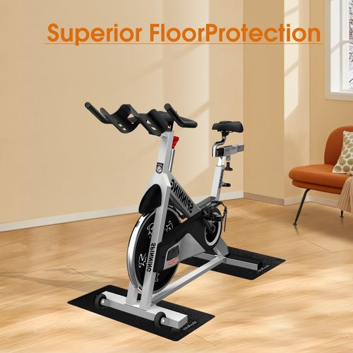 MoyRetty 2-Pack Exercise Equipment Mat, 24 x 11.8 inches, Anti-Slip Rubber Floor Protection for Peloton Bike and Treadmill, Black