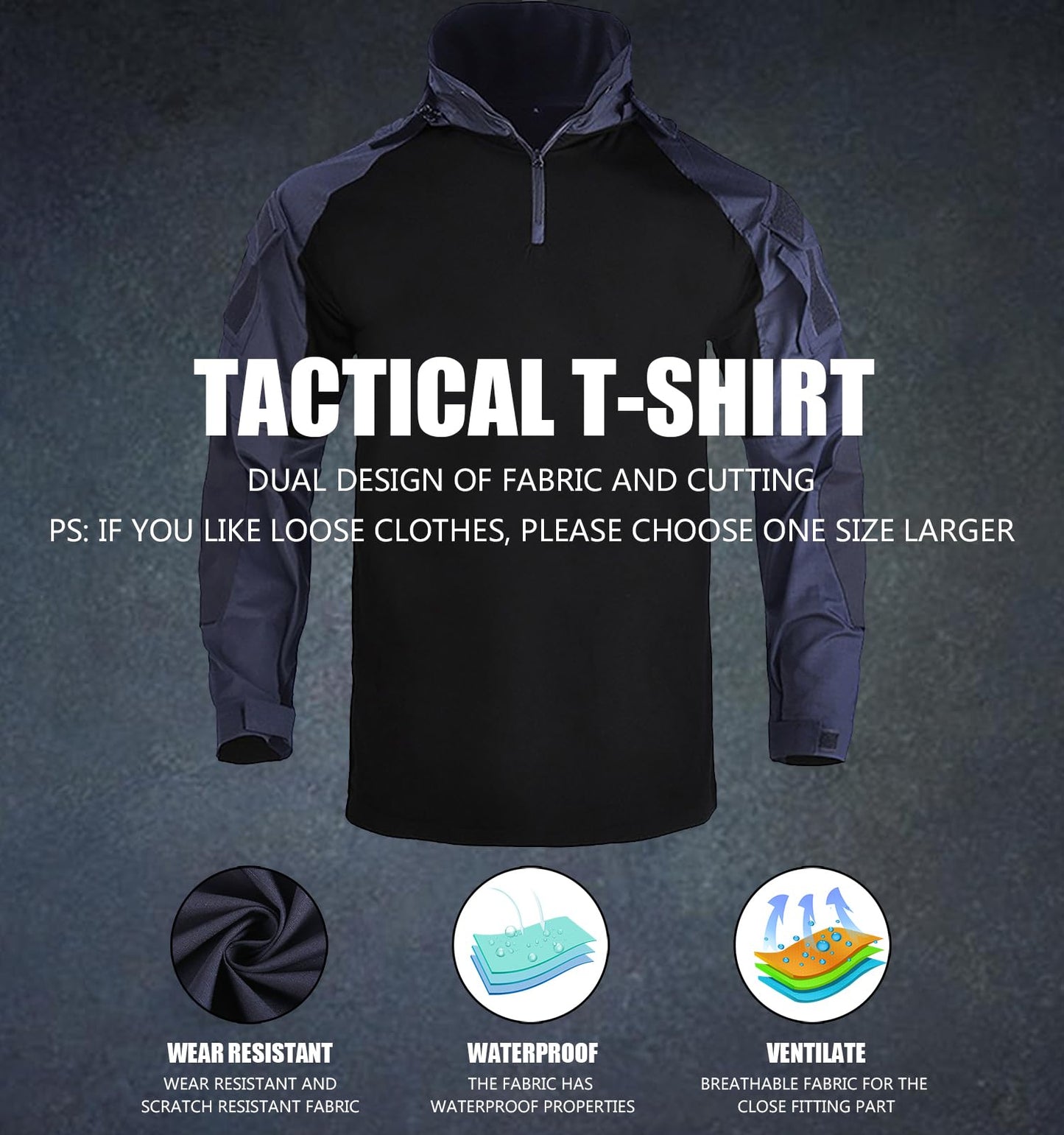 TACTICS ARMOR Tactical Shirt Men's Combat Shirt Tactical Military Camo Long Sleeve Suitable for Airsoft Paintball with Elbow Pads and Pockets