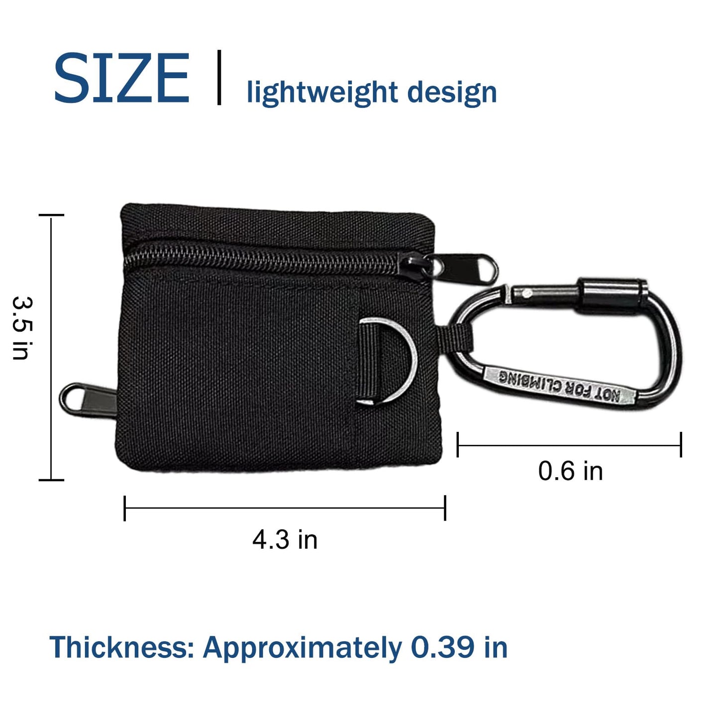 3 Pack Tactical EDC Keychain Pouch with Upgraded D-Ring - Military Mini Molle Utility Organizer for Outdoor, Hiking, Camping, Belt Gear, Zipper Pocket Bag (Black)