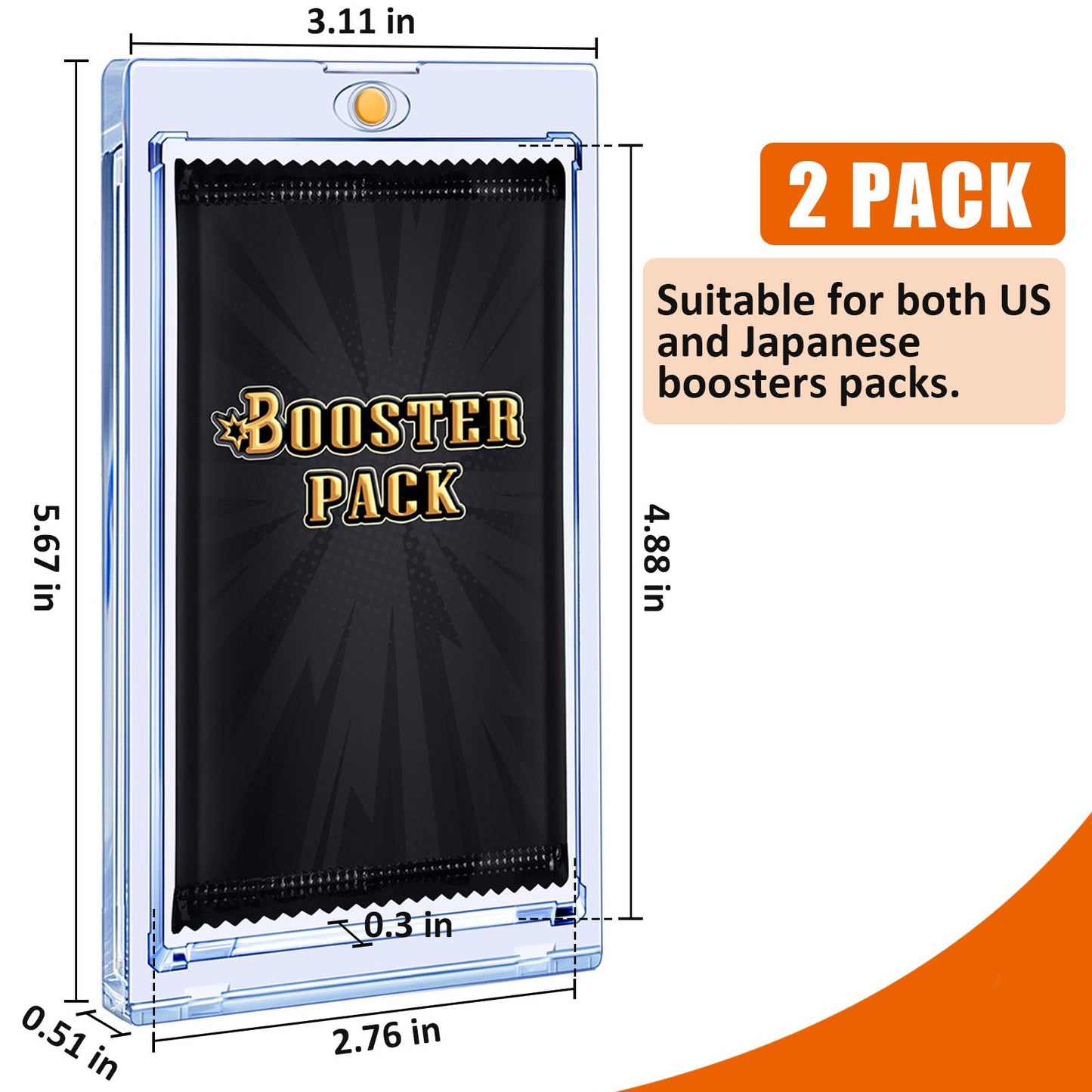 2 Pack Card Booster Pack Display Holder, Magnetic Card Holder for Card Booster Pack, UV Protection