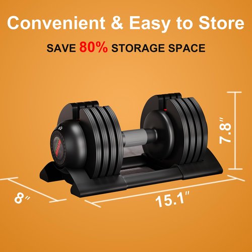 ALTLER 52LB Adjustable Dumbbell Set with Tray for Workout Strength Training Fitness, Adjustable Weight Dial Dumbbell with Anti-Slip Handle and Weight Plate for Home Exercise