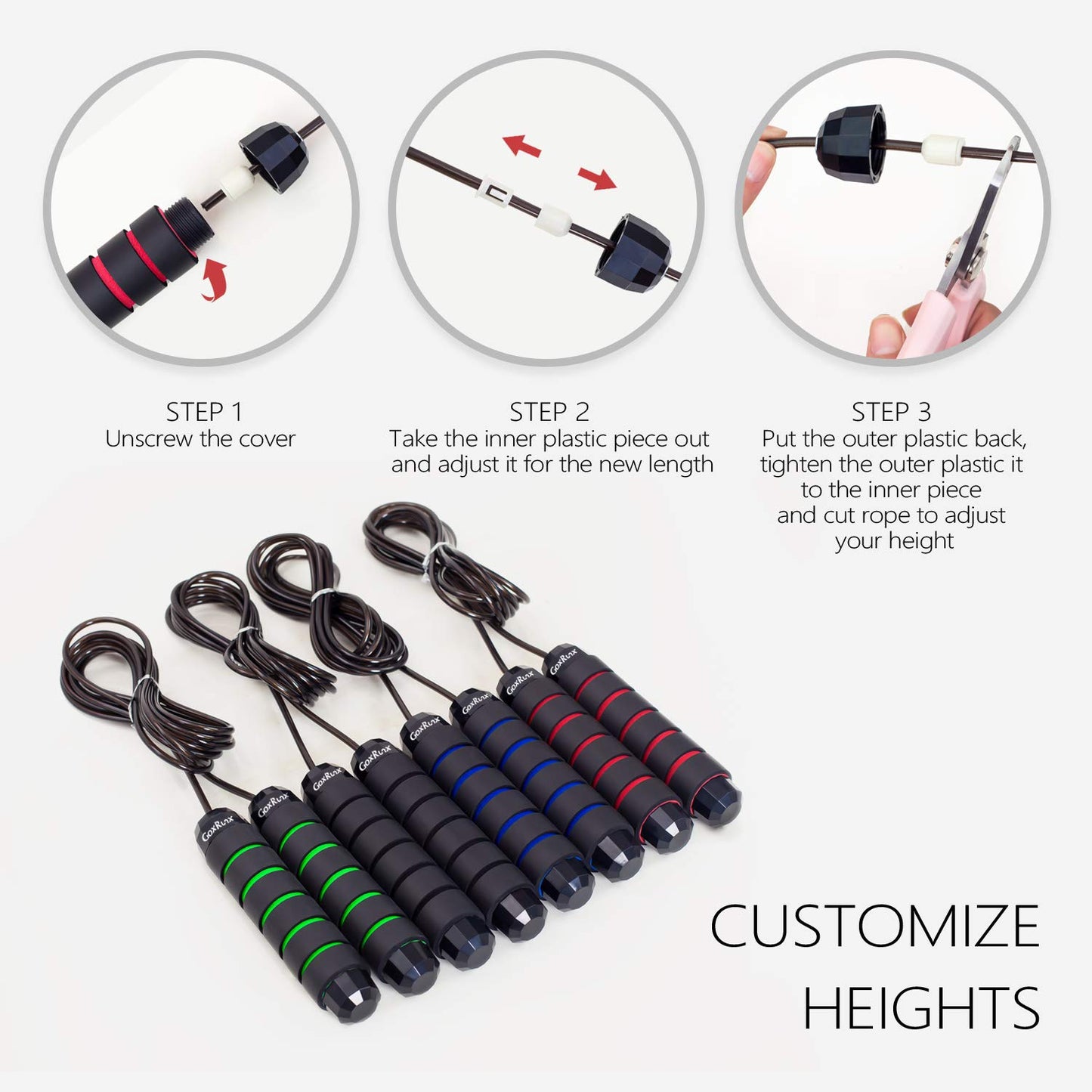 GoxRunx 2 Pack Jump Rope Skipping Rope for Workout, Jumping Rope Jump Ropes for Fitness (Black Black)