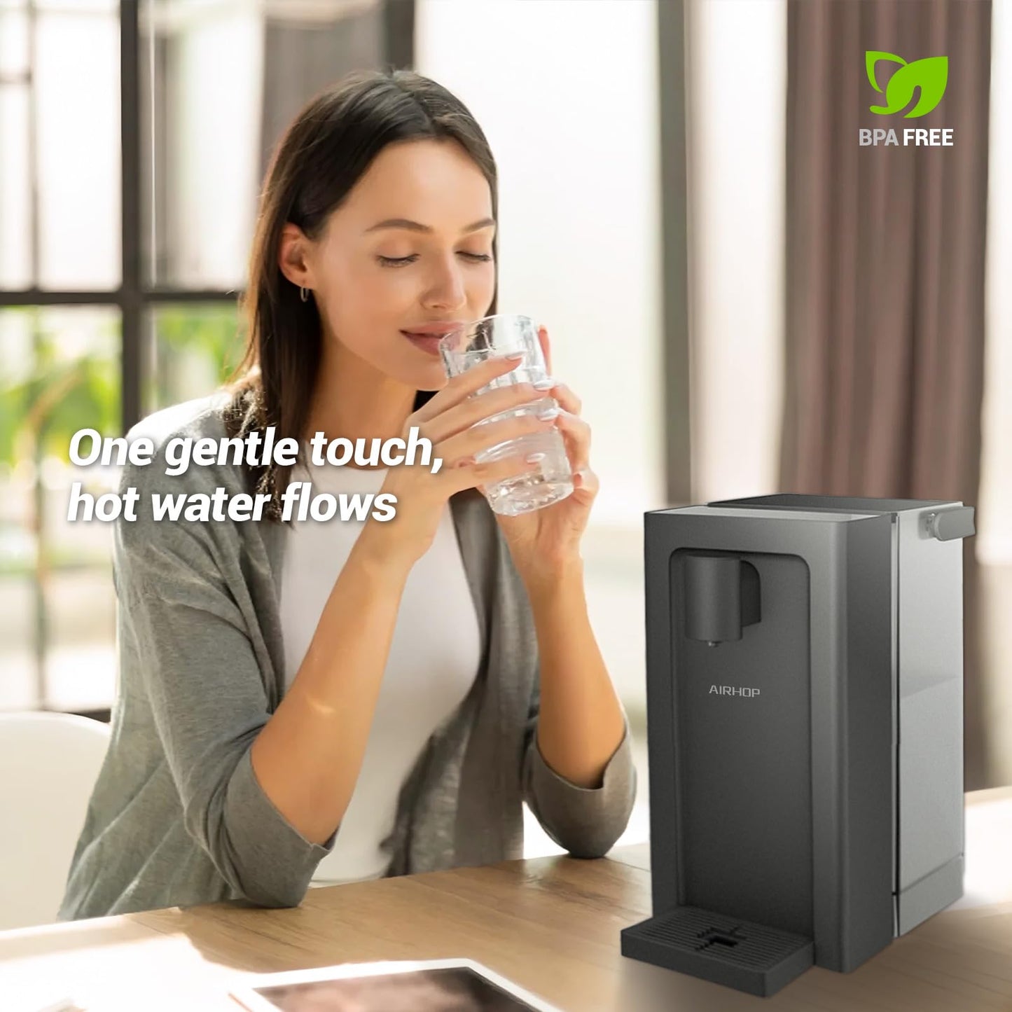 AIRHOP 3L Instant Hot Water Dispenser Countertop 5 Temp 3 Volume Options