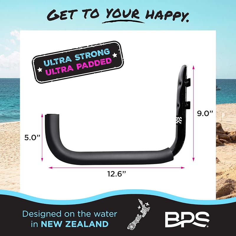 Ultrastrong Ultrapadded Surfboard & SUP Wall Rack – Large (1-2 Boards) with Marine-Grade Screws