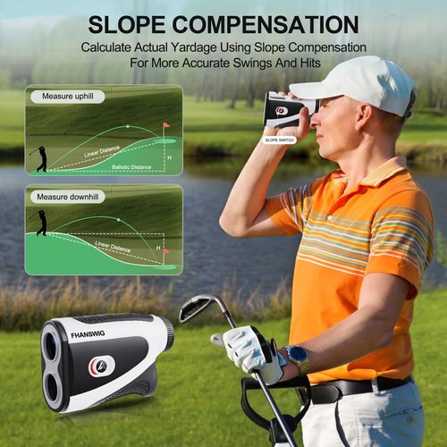FHANSWIG Golf Rangefinder with Slope - 1200 Yard Laser Rangefinder with Flagstick Lock with Magnetic Strip Men's Golf Accessories, 7X Magnification, Hunting, Fhanswig Rangefinder