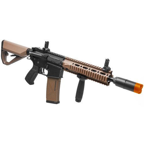 Arcturus Tactical LWT MK-II CQB 10" Polymer- Electric Full/Semi-Auto/2rd-Burst/3rd-Burst/Binary/Ramping Airsoft AEG Sport SE Starter Pack Black-Tan with Battery and Charger