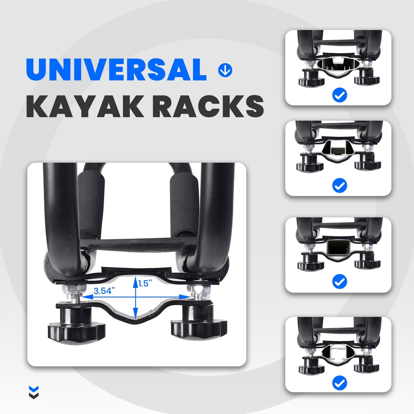 HECASA Universal J-Bar Rack Kayak Roof Rack Top Mount Crossbar Carrier Canoe SUP Surfboard Ski Board Top Mount Crossbar Car SUV Truck 2 Pair