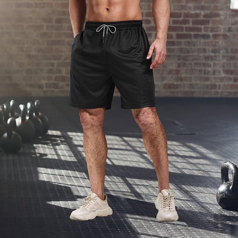 5-Pack 7-Inch Men’s Gym Shorts with Pockets - Quick-Dry, Moisture-Wicking, Drawstring