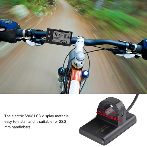 S866 Electric Bicycle LCD Display Meter, 24V 36V 48V E Bike Display Meter Control Panel with SM Plug for Electric Scooter Modification