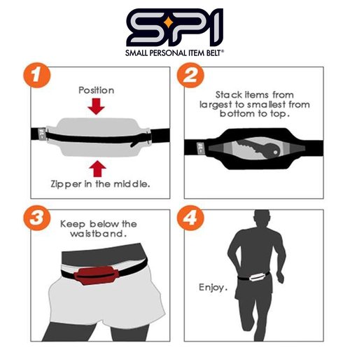 SPIbelt Running Belt for Women Men, Phone Holder for Running, Running Fanny Pack, Holder for Phone, Running Waist Pack, Adjustable Waist, [Fits All Phones]. Black with Black Zipper