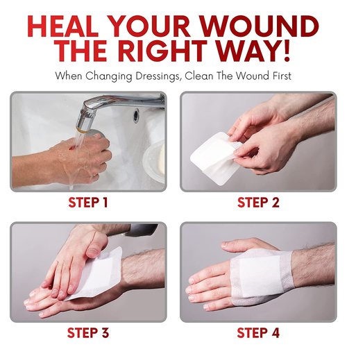 HEALQU Island Dressing - 4"x4", 30 Count - Bordered Gauze Sterile Individually Wrapped Gauze Pads, Water-Resistant, Non-Woven Backing - Soft and Breathable Wound Dressing for First Aid and Medical