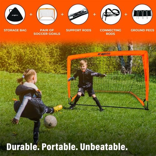 Portable Soccer Goals – Set of 2 | Durable, Easy-to-Set-Up Kids Soccer Nets for Backyard & Outdoor Play | Ideal Gift for Young Soccer Players