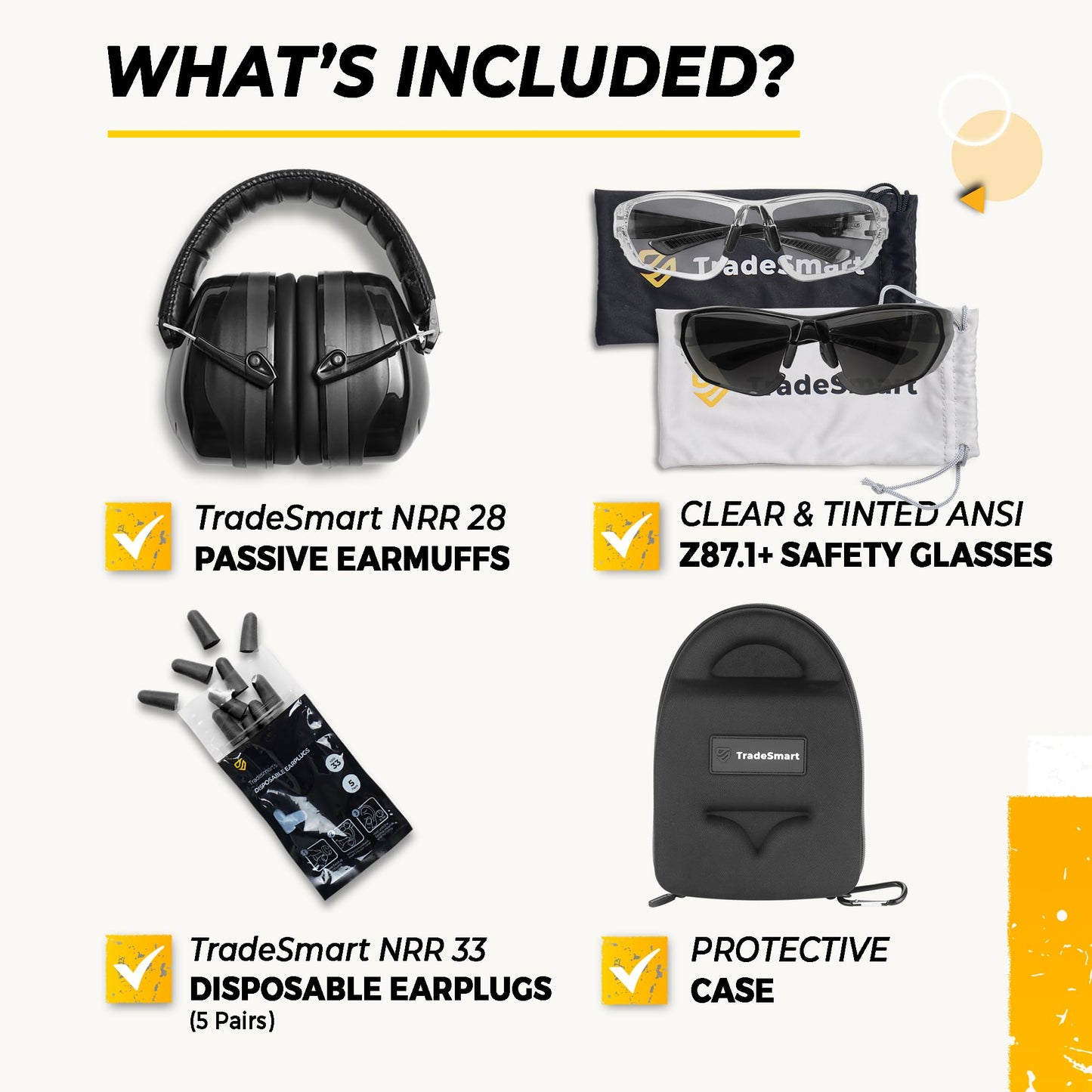 TradeSmart Shooting Ear & Hearing Protection NRR 28 Safety Earmuffs Grey