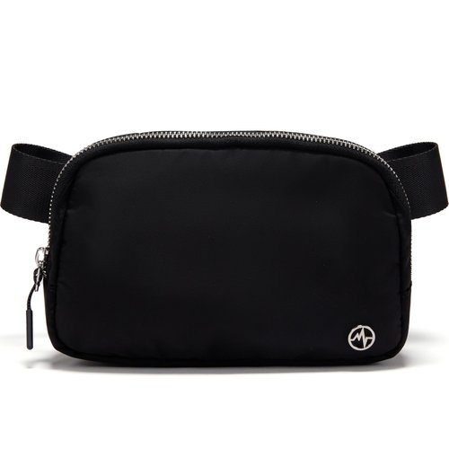 Black Belt Bag with Adjustable Strap, Pander Nylon Mini Fanny Pack for Outdoors Workout Traveling Casual Running Cycling, 1L